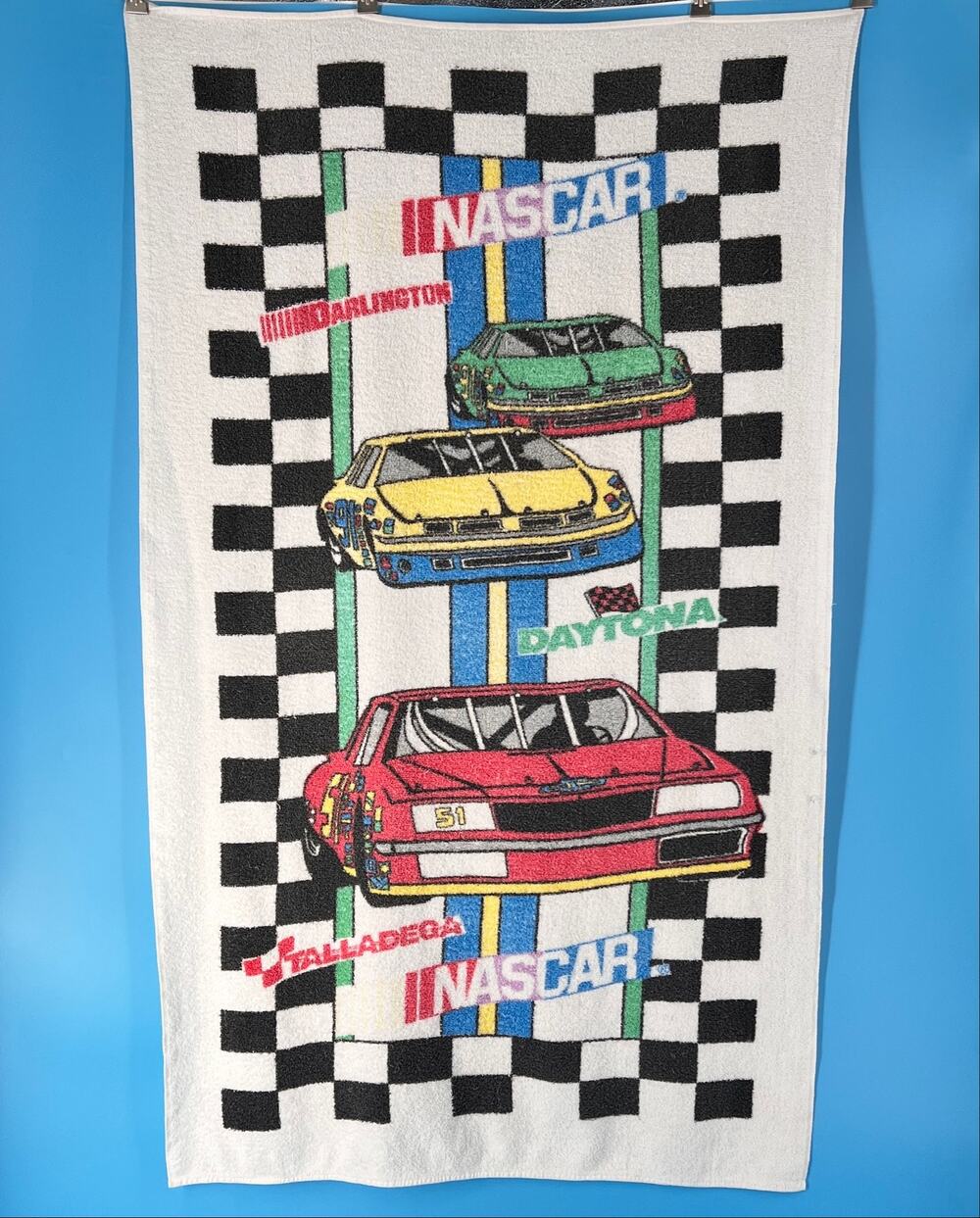 Vintage NASCAR Beach Towel Talladega Daytona 90s 1990s